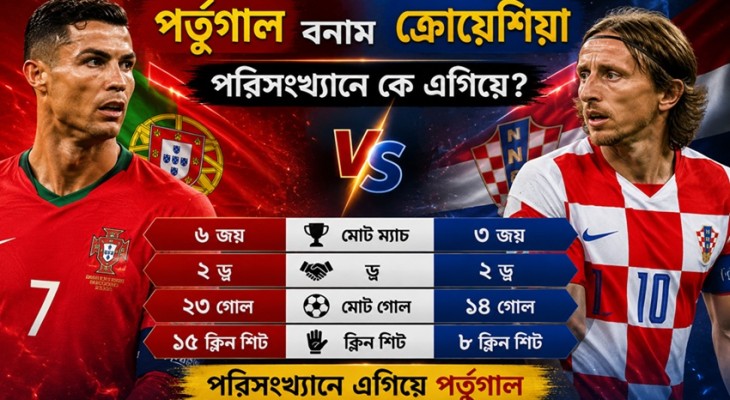 পর্তুগাল বনাম ক্রোয়েশিয়া, পরিসংখ্যানে কে এগিয়ে?