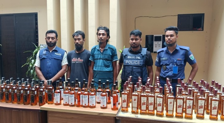 শেরপুর পুলিশ ফাঁড়ি পুলিশের অভিযানে ৮০ বোতল বিদেশি মদসহ ট্রাক জব্দ, গ্রেফতার-২